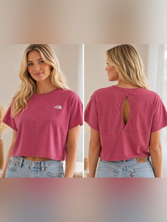 The North Face Tops - 1X - The North Face - Women's Rose Pink Cropped Tee with Back Keyhole NWOT